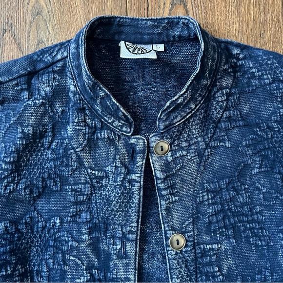 FINAL SALE Vintage Quilted Blue 100% Laundered Cotton Jacket - Picture 3 of 8